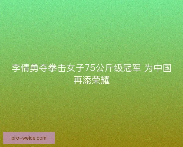 李倩勇夺拳击女子75公斤级冠军 为中国再添荣耀